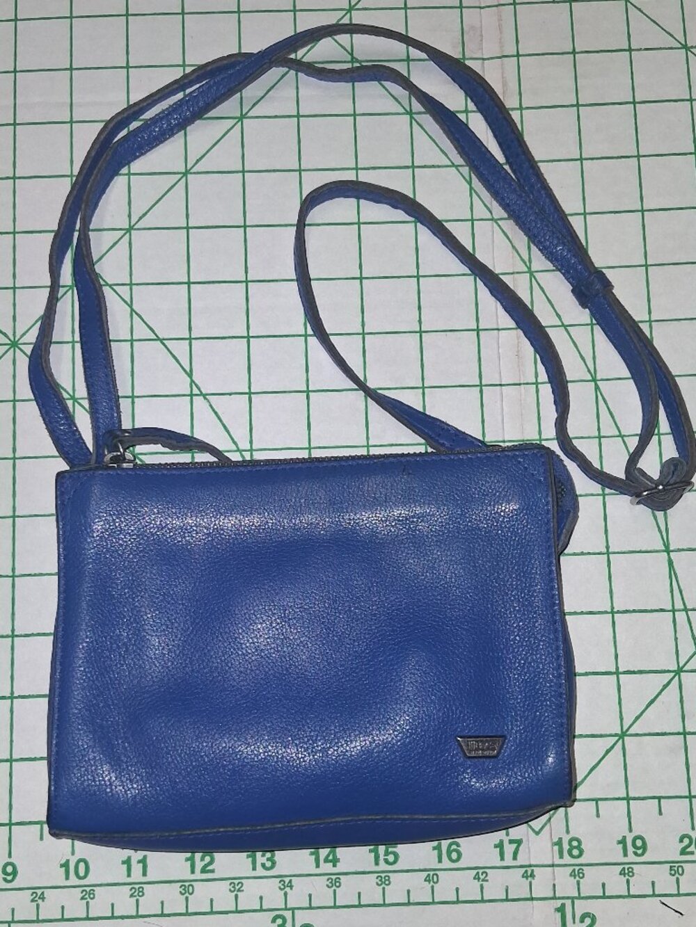 IIIBeCa by Joy Gryson Blue Leather Crossbody Bag with Adjustable Strap